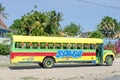 Front and Side View of Brightly Painted Salsa Bus Royalty Free Stock Photo