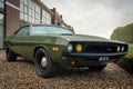 Front-side view of classic Dodge Challenger from 1972 at The Gallery Aaldering Royalty Free Stock Photo