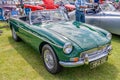 Open top MG Midget sports car on display at a classic car show