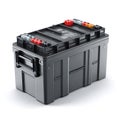 Front Side View Lead Acid Battery Large Rectangular Terminals Handle White Background Royalty Free Stock Photo