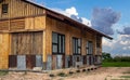 Front and side view of an old wooden house renovated into a classic modern contemporary style Royalty Free Stock Photo