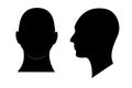 Front and side view silhouette of a man head. Royalty Free Stock Photo