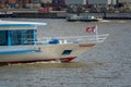 The front of a sightseeing ship in the harbor of Hamburg, Germany Royalty Free Stock Photo