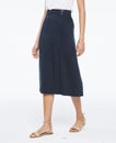 Front Slit Double Pocket Denim Skirt, High Waisted Button Front Maxi Skirt