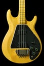 The Front of a Solid Maple Bass Guitar with fine grain, knobs and switches Royalty Free Stock Photo