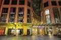 Front of Sydney Arcade shopping center taken at night in Australia Royalty Free Stock Photo