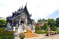 Front of thai tample with blue sky