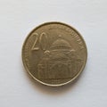 The front of the twenty dinar coin, the rsd symbol, the currency of the Republic of Serbia, issued in 2003 Royalty Free Stock Photo