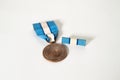 Front of UN Peacekeeper`s medal and service ribbon