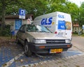 Front of veteran classic sedan car Toyota Corolla 1.8D parked