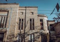 Front view of abandoned old building concept photo