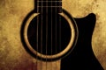 Front view of an acoustic guitar grunge style Royalty Free Stock Photo