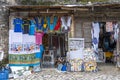 Front view of African shop clothes and souvenirs for tourists in Stone Town on the island of Zanzibar, Tanzania, east Africa,