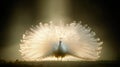 Albino peacock displaying feathers in dramatic light Royalty Free Stock Photo