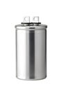 Front view of aluminum capacitor, side view. Royalty Free Stock Photo