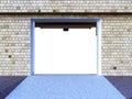 Front View of a ampty Garage 3D Interior with Opened Roller Door Royalty Free Stock Photo