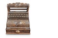 Front view ancient copper calculator on white background,object,fashion, copy space Royalty Free Stock Photo