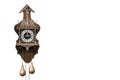 Front view ancient wall Clock on white background, object, retro, vintage, copy space