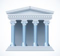 Front view of an antique greek blue temple. Vector