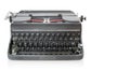 front view antique grey Typewriter on white background,object,copy space