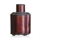front view antique red and brown water bottle on white background, object, antique, ancient, retro, copy space