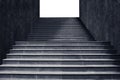 Front view architecture of concrete staircase isolated on grey background.