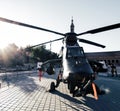 Front view of Attack Helicopter HA.28 Tiger. Display of military vehicles. Spanish Armed Forces Day Royalty Free Stock Photo