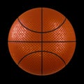 Front View of Basketball Ball with Modern Grip Surface Isolated on Black Background.