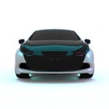 Front View of a Beautiful Futuristic Electric City Car in Neon Light.