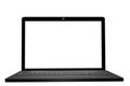 Front view of black computer laptop with white screen