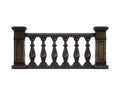 Front view black marble balustrade on white background. 3d rende