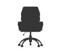 Front view black office chair. Comfortable leather swivel chair with high back and handrails. Working interior furniture. Cartoon Royalty Free Stock Photo