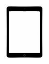 Front view of black tablet computer with blank screen mockup Royalty Free Stock Photo