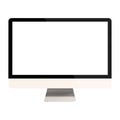 Front View of Blank PC Monitor Isolated on White Background. 3D Render of White Modern Sleek Screen.