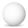Front view of blank planet Earth white globe with grid of meridians and parallels, or latitude and longitude. 3D vector