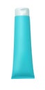 Front view of blank turquoise plastic cosmetic tube