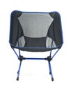 Front view of blue camping folding chair