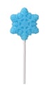 Front view of blue handmade christmas snowflake lollipop