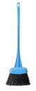 Front view of blue plastic broom