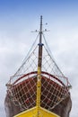 Front view, bow, of fresh painted ship Royalty Free Stock Photo