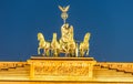 Front view of Branderburg Gate Quadriga at night, Berlin