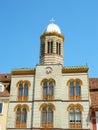 Front view of Brasov synagogue in mai town square, Romania.