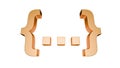 Front view bronze 3D curly braces isolated on white background Royalty Free Stock Photo