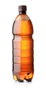 Front view of brown plastic beer bottle