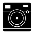 Front view of camera solid icon. Photo camera vector illustration isolated on white. Video camera glyph style design