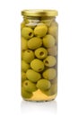 Front view of canned green olives