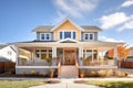 front view of cape cod house with modern twostory extension