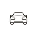 Front view of a car. Vector thin line icon. Outline minimal illustration of a automobile transportation vehicle