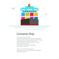 Front View of the Cargo Container Ship and Text Royalty Free Stock Photo