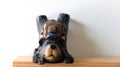 Front View Carved Wooden Bear Sculpture on Background, Animal Sculpture,